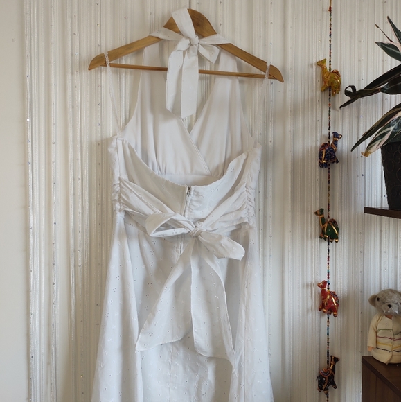 Vintage White Tie Neck + Waist Sundress - Picture 7 of 16